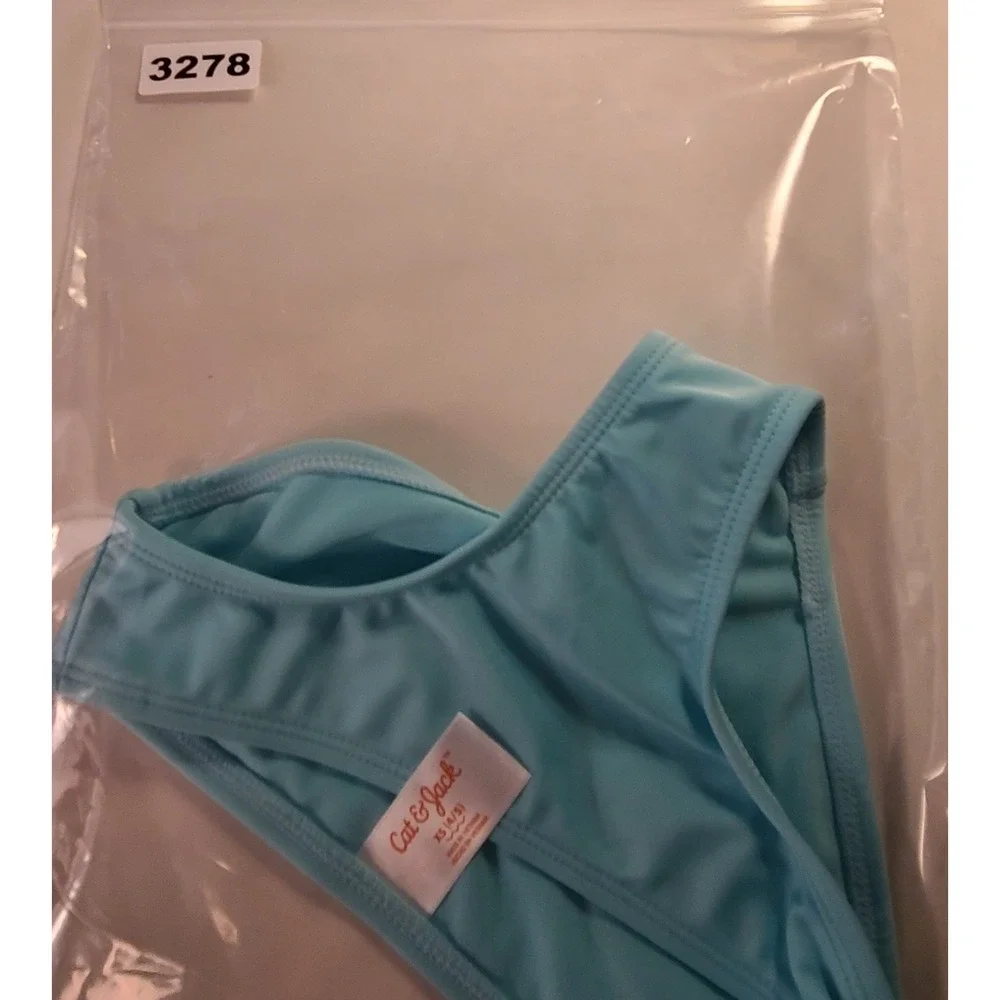 Cat & Jack Girls Aqua Blue Bikini Swim Bottom Solid Size XS 4-5 Summer NWOT